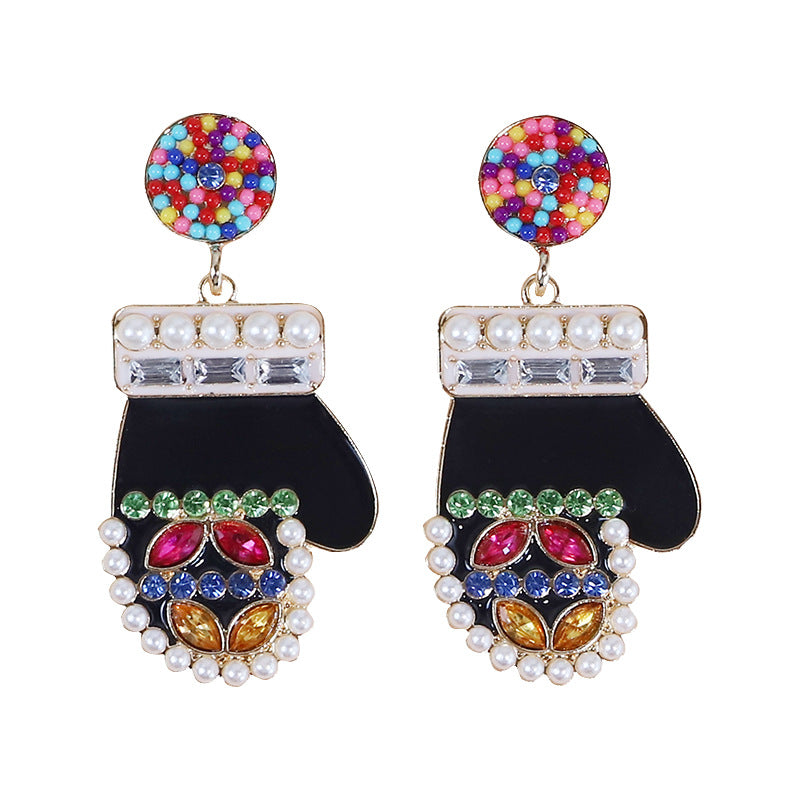 1 Pair Simple Style Classic Style Cartoon Character Christmas Tree Inlay Alloy Rhinestones Drop Earrings