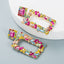 Fashion Geometric Square Alloy Inlaid Color Rhinestones Earrings