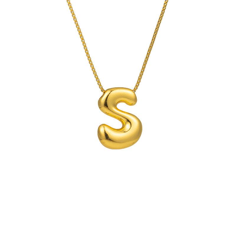 304 Stainless Steel Gold Plated Bubble Letter Necklace