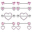 1 Piece Heart Shaped Zirconia Belly Rings Stainless Steel Inlay Rhinestones Pink Fashion Piercing Jewelry