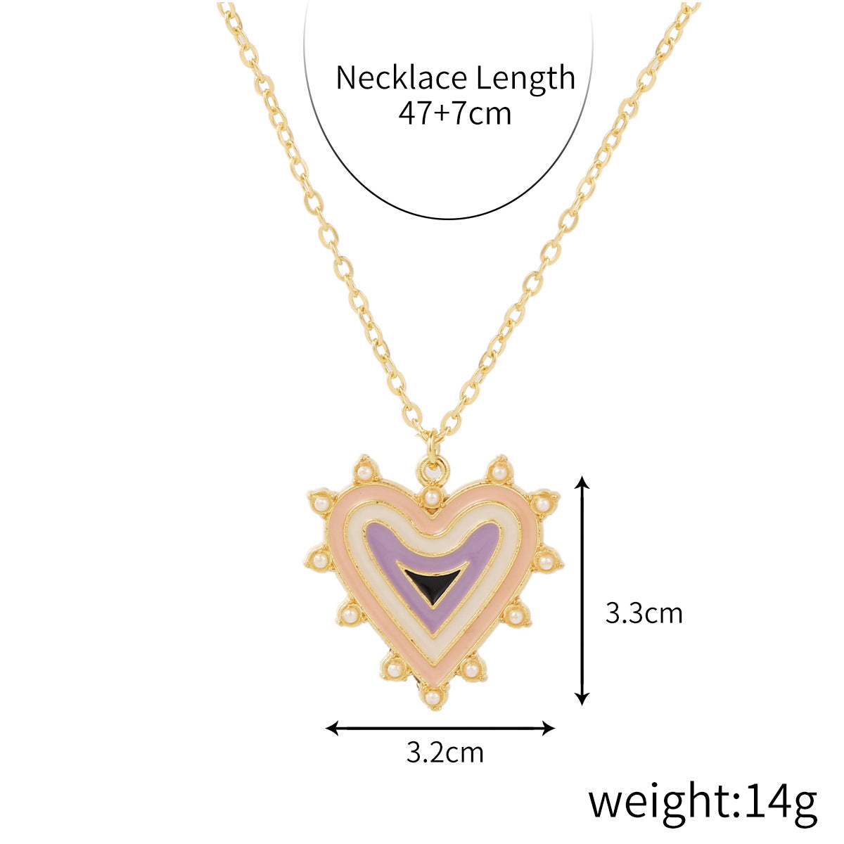 Fashion Rainbow Heart Alloy Enamel Pendant Necklace for Women