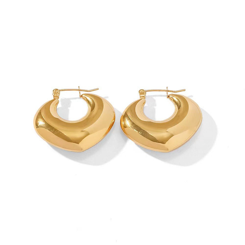 1 Pair Geometric Hollow 18K Gold Plated Stainless Steel Earrings