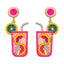 1 Pair Geometric Alloy Drop Earrings with Beaded Cocktail Glass Design