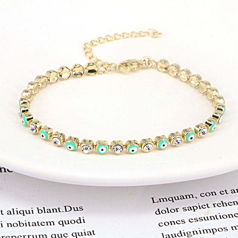 European Fashion Copper Chain Zircon Evil Eye Bracelet