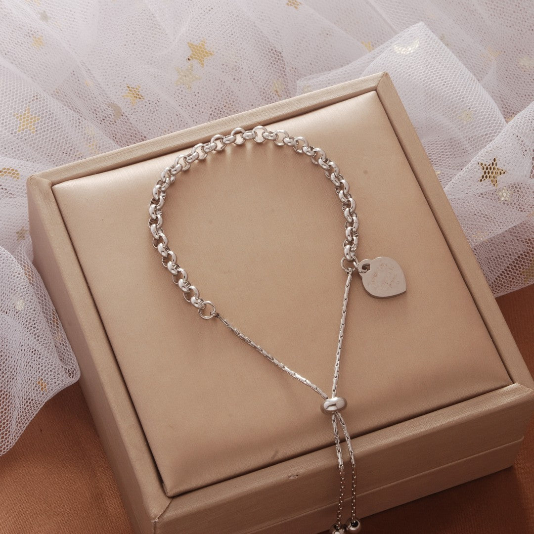 Simple Style Roman Heart Pearl Stainless Steel Bracelet