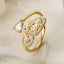 Fashion Butterfly Zircon Pearl Open Ring - Elegant Geometric Design