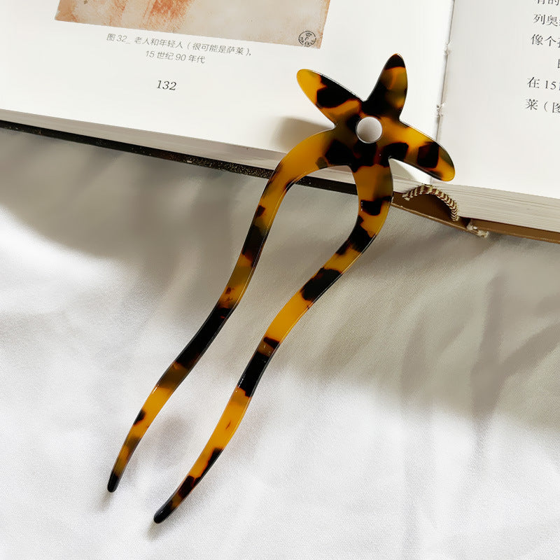 Women's Chinoiserie Star Acetate U-Shaped Hairpin