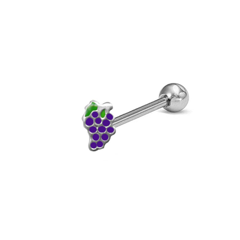 Cute Tropical Fruit Tongue Ring - Stainless Steel & Acrylic Inlay