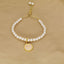 18K Gold Plated Adjustable Letter Pendant Imitation Pearl Bracelet