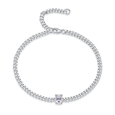 Sterling Silver Moissanite Bracelet with Platinum Plating