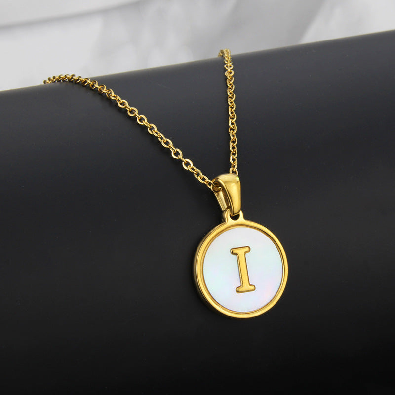 Simple Style Round Letter Titanium Steel Necklace Plating Stainless Steel Necklaces