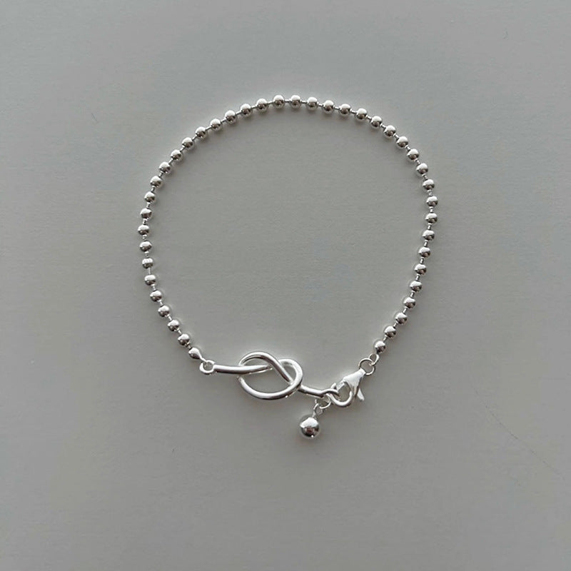 Vintage Style Silver Plated Knotted Love Bead Bracelet for Women