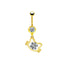 Elegant Cute Cat & Rabbit Zircon Navel Ring - Stainless Steel & Gold Plated Piercing Jewelry