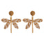 Dragonfly Raffia Gold Plated Drop Earrings - Bohemian Vacation Style