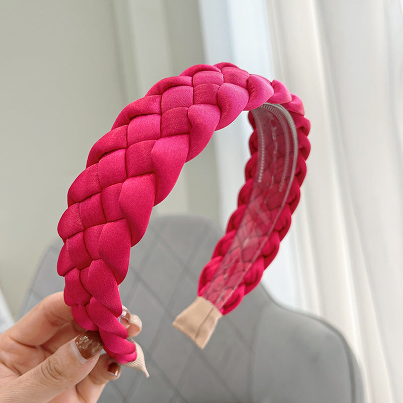 Simple Classic Solid Color Braided Cloth Headband for Women