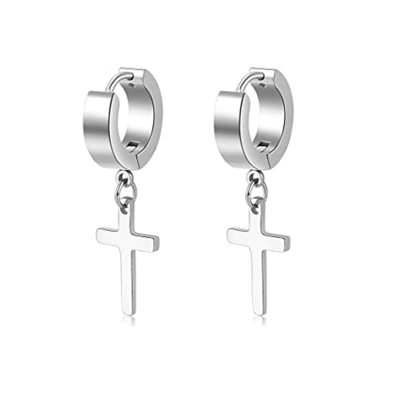 Simple Star Skull Stainless Steel Spike Hoop Earrings