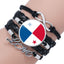 American Flag Multi-Layer PU Leather Bracelet with Gemstone Accents