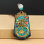 Ethnic Square Alloy Wood Pendant Necklace with Nepalese Thangka Design