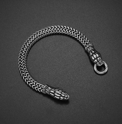 Hip-Hop Retro Stainless Steel Snake Zodiac Men's Bracelet