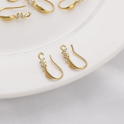 14K Gold Plated Large Zircon Hoop Earrings - Handmade DIY Jewelry Accessories