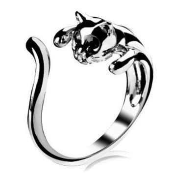 Ethnic Animal Alloy Adjustable Cat and Dog Unisex Ring