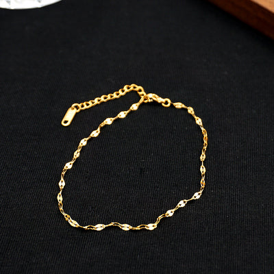 Gold Plated Stainless Steel Adjustable Women's Anklet Set