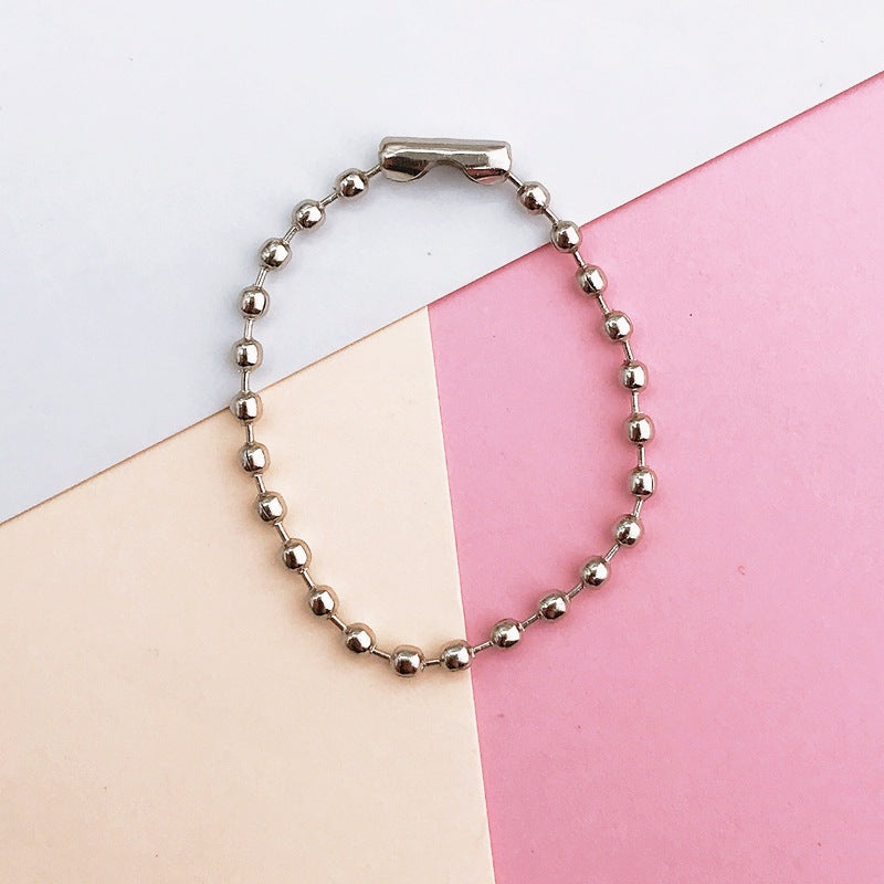 1 Piece Metal Polished Chain Keychain DIY Accessory 120mm Bead Chain