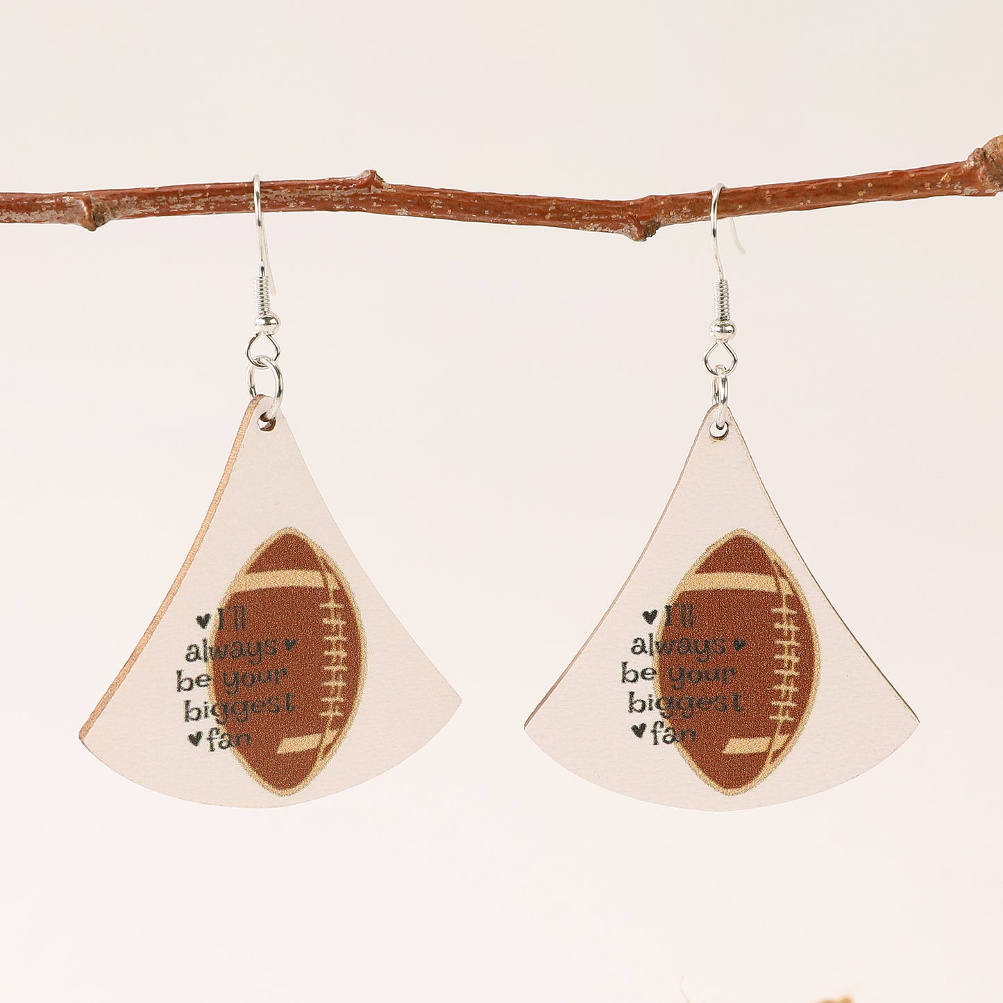 1 Pair Casual Sports Letter Basketball Football Printing Wood Drop Earrings