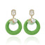 1 Pair Tropical Round Flower Raffia Rhinestone Drop Earrings