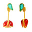 1 Pair Asymmetric Flower Inlay Alloy Resin Drop Earrings