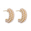 1 Pair Vintage Style C Shape 18k Gold Plated Copper Pearl Ear Studs