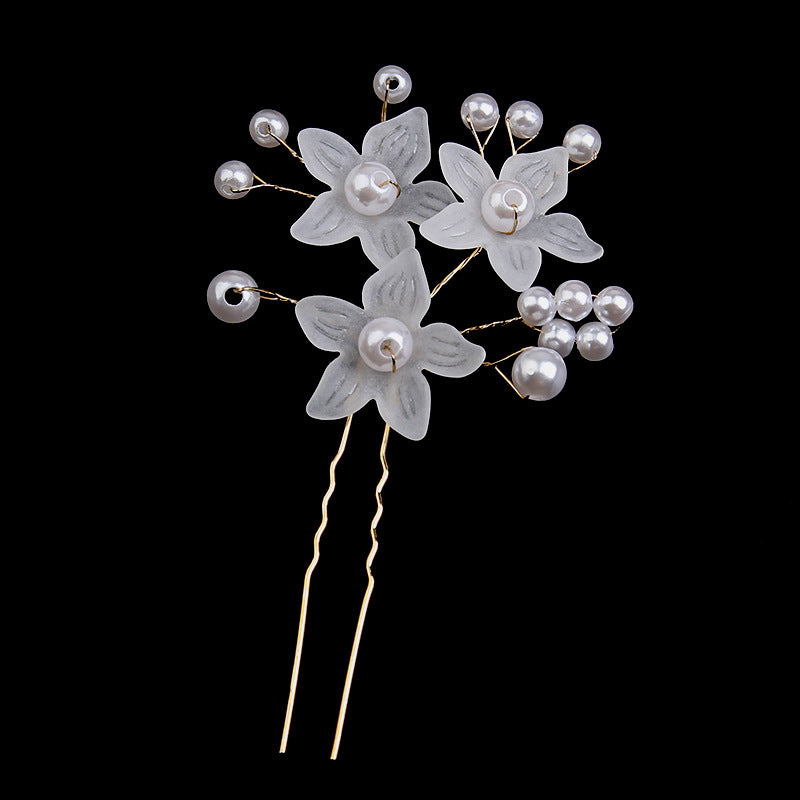 Korean Bridal Frosted Flower Pearl Hairpin Comb Hair Accessories