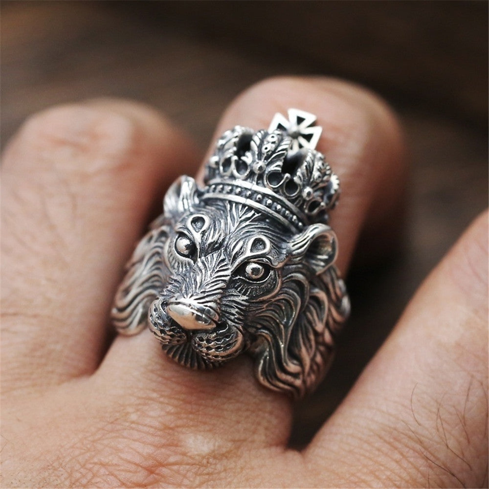 Retro Punk Cross Eagle Dragon Alloy Plating Men'S Open Ring