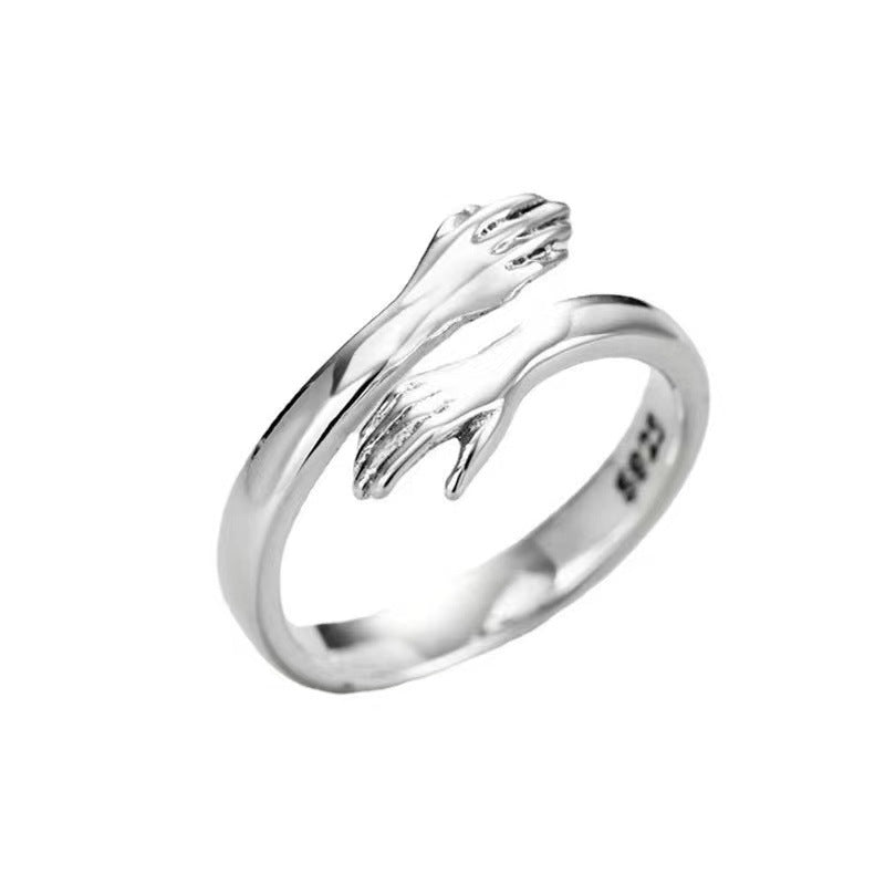 Embrace Couple Adjustable Open Ring - Creative Alloy Design