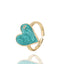 Fashion Heart Shape Adjustable Copper Enamel Zircon Ring