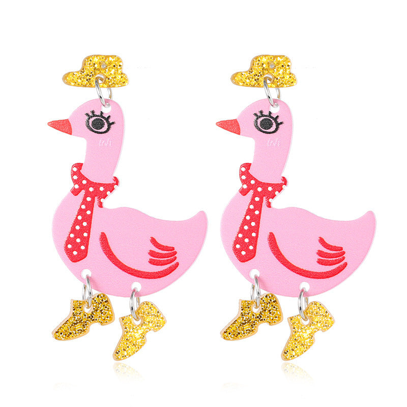 Acrylic Cartoon Duck Animal Drop Earrings for Women