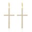 1 Pair Classic Cross Inlay Rhinestone Pearl Drop Earrings