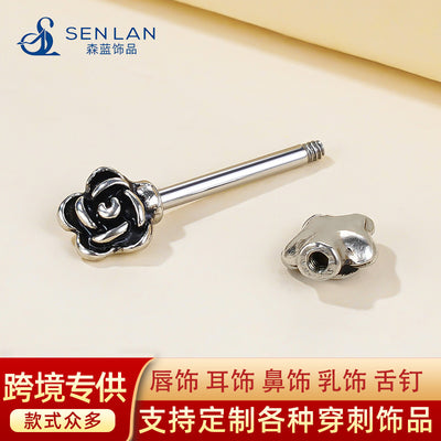 1 Piece Rose Flower Stainless Steel Nipple Piercing Jewelry