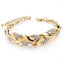 Elegant Leaf Zircon Inlay Adjustable Gold Bracelet for Women