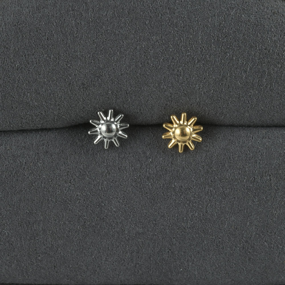 G23 Titanium Sun and Star Zircon Lip and Ear Studs with 18K Gold Plating