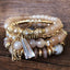 Fashion Geometric Alloy Tassel & Bohemian Beaded Crystal Multi-Layer Women's Bracelet Set