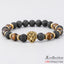 Lion Head Natural Stone Beaded Men's Bracelet