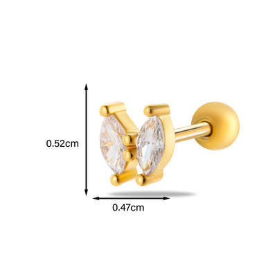 Heart & Butterfly Zircon Stainless Steel Cartilage Earrings