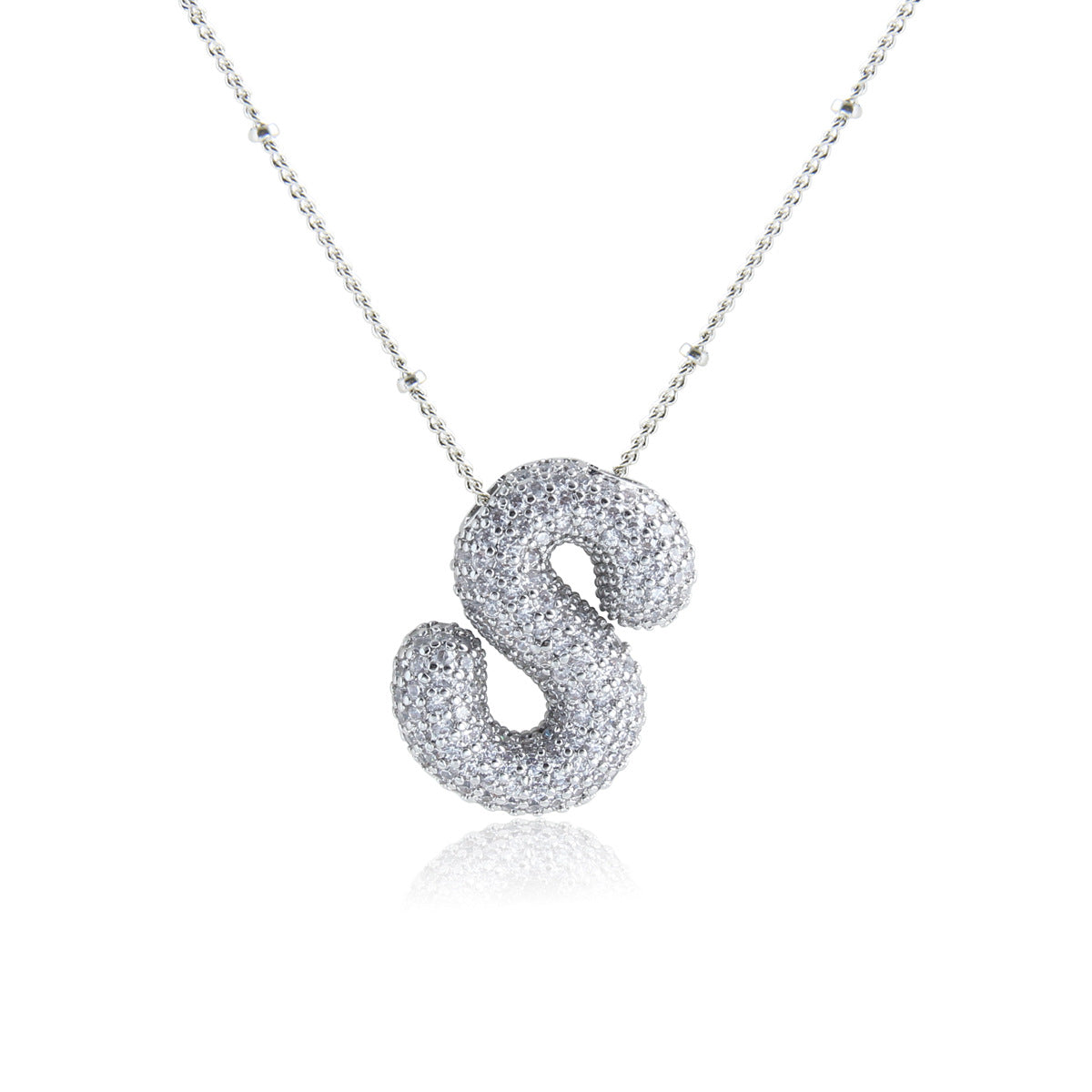 Elegant Zircon Letter Pendant Necklace - 304 Stainless Steel with Copper Plating