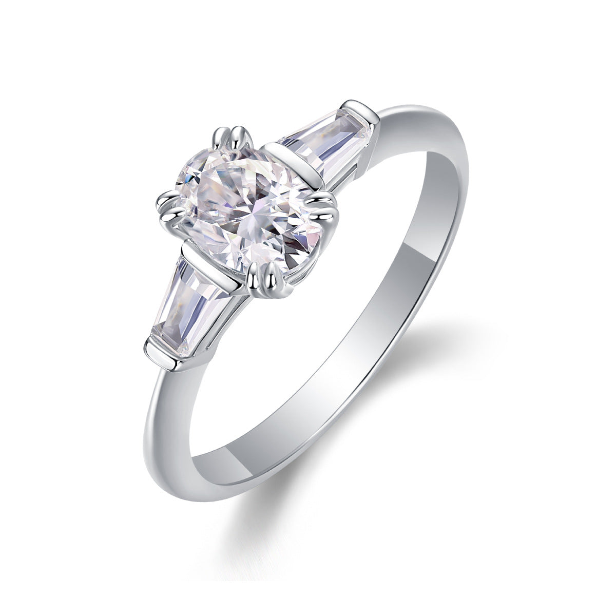 Sterling Silver Moissanite Inlay Ring