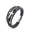 Fashion Cross Stainless Steel Multi-Layer Leather Men's Bracelet