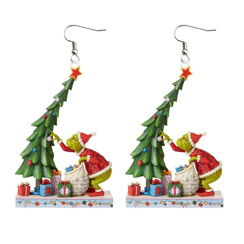 Cartoon Character Grinch Christmas Acrylic Drop Earrings