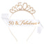 Fashion Rhinestone Number Crown Hairband and Sash Set for Birthday Party