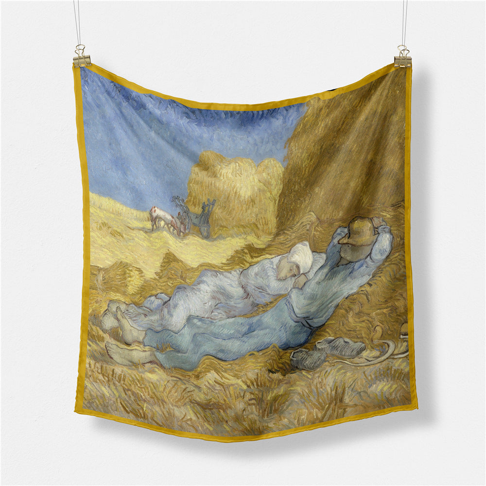 Van Gogh Sunflower Twill Silk Square Scarf