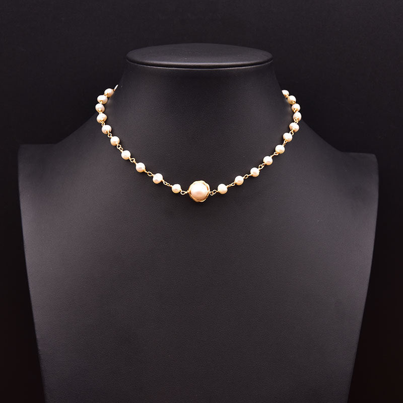 Elegant Tassel Freshwater Pearl 18k Gold Plated Necklace